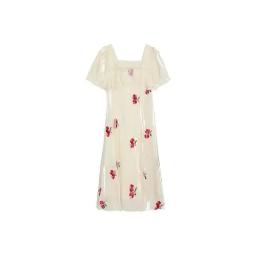 Lookinto Короткий рукав Платье Женское Абрикосовое