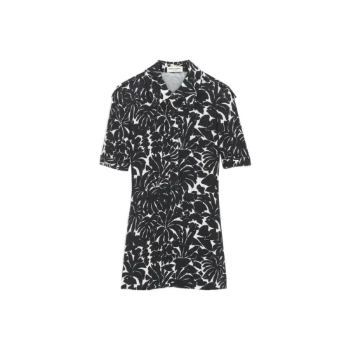 SAINT LAURENT SS24 Короткое платье с короткими рукавами женское черное