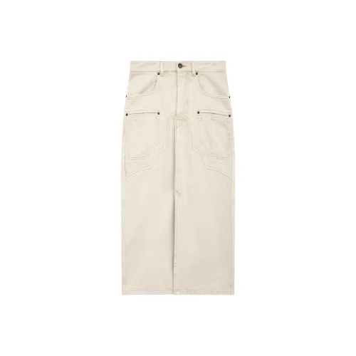 ISABEL MARANT FW24 Denim Длинная Юбка Женская Светлый Бежевый