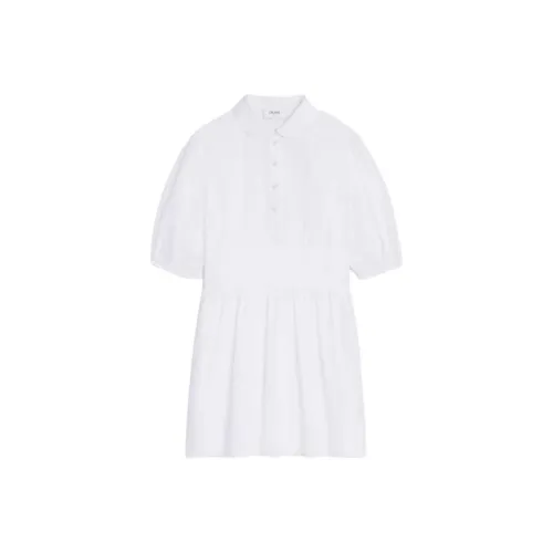 CELINE Короткое платье с короткими рукавами женское белое