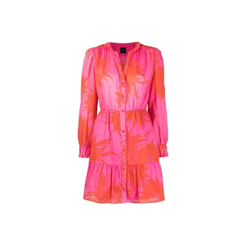 PINKO SS23 Длинное Платье с Длинными Рукавами Женское Розовое