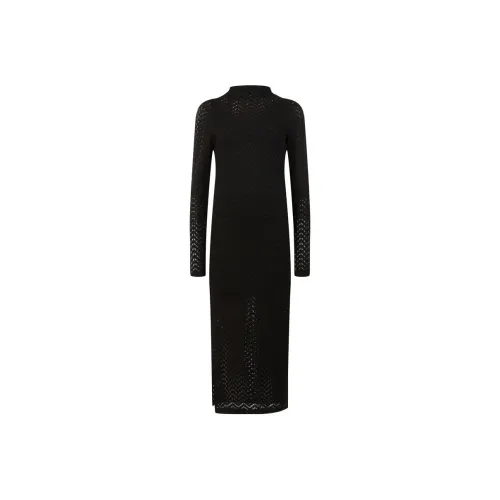 ALLSAINTS Черное Женское Длинное Платье с Рукавами