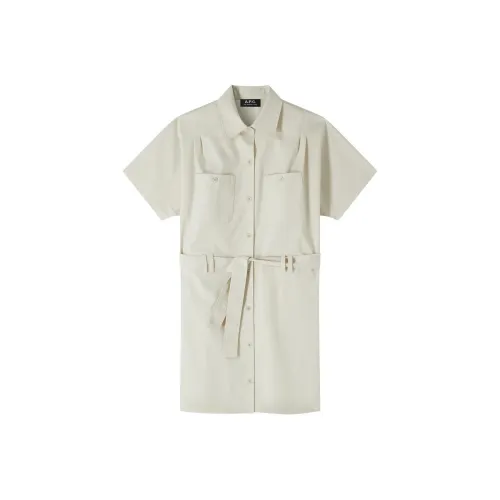 A.P.C FW24 Короткое платье с короткими рукавами женское серо-белое