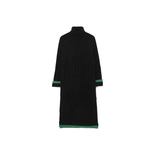 Yohji Yamamoto Черные Женские Длинные Платья с Длинными Рукавами