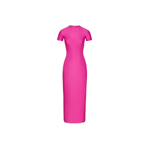 Skims Фуксия Женские Короткие Платья с Рукавами