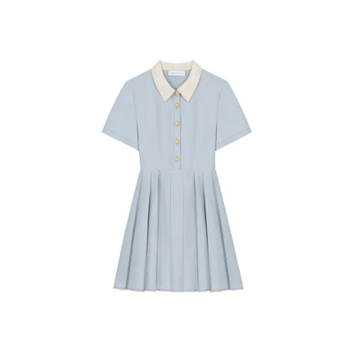 VEGA CHANG SS24 Короткий рукав Платье Женское Детское синее