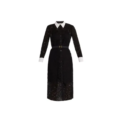 TORY BURCH FW24 Длинное платье с длинным рукавом женское черное