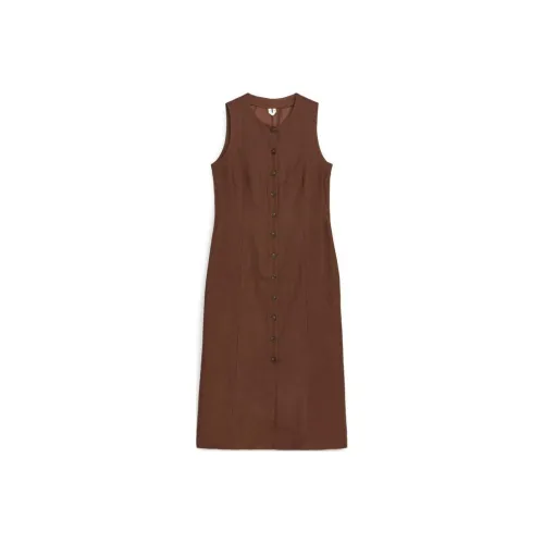 ARKET Без рукавов Платье Женское Темно-коричневый