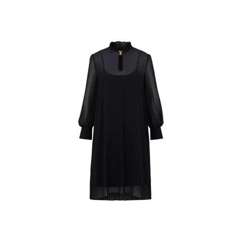 HUGO BOSS Черное Женское Длинное Платье с Рукавами