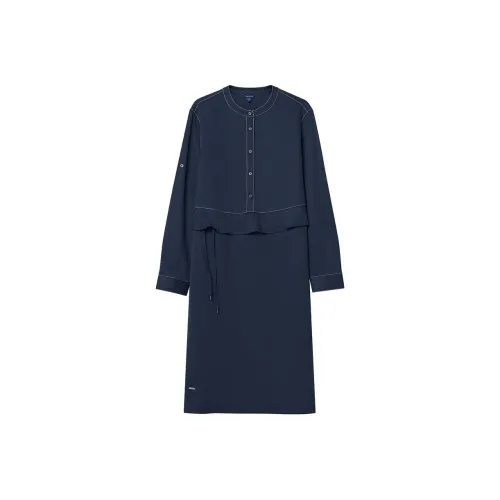 NAUTICA Длинное платье с длинными рукавами женское светлый темно-синий