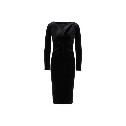 ARMANI EXCHANGE FW24 Длинное платье с длинными рукавами женское черное