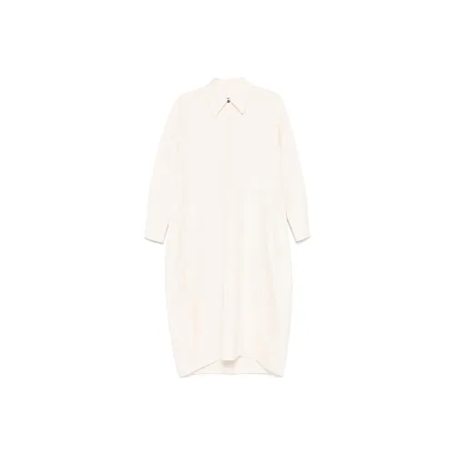 JIL SANDER Светло-бежевое Женское Длинное Платье с Рукавами
