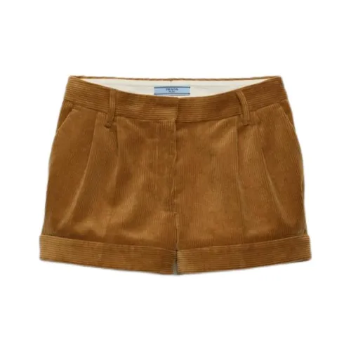 PRADA SS24 Повседневные шорты Женские Пшенично-желтые