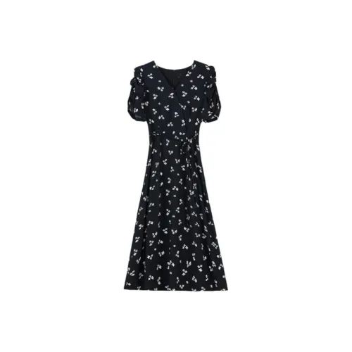 PASSCODIO Короткий рукав Платье Женское Черное