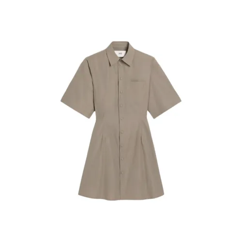 AMIPARIS SS25 Короткий рукав Платье Женское Вулканический серый