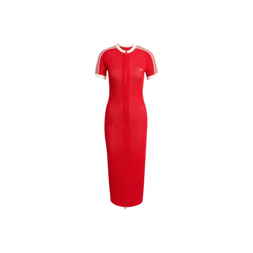 Adidas Originals Короткий рукав Платье Женское Алого цвета