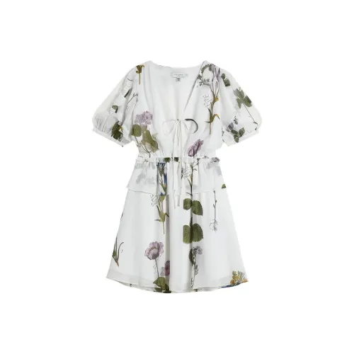 Ted Baker Белое Женское Короткое Платье с Рукавами