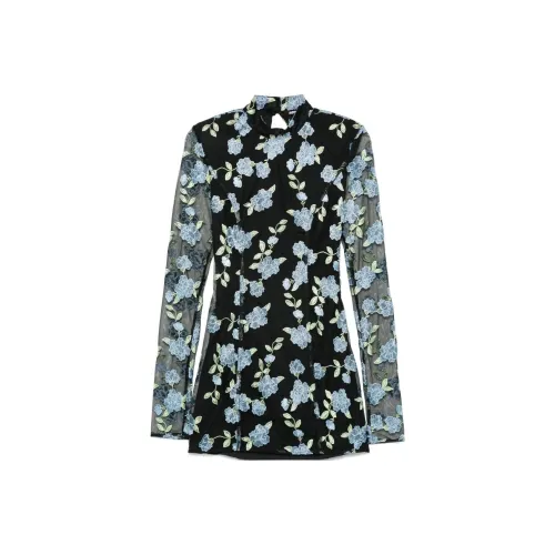 Rotate Длинное платье с длинными рукавами женское черное