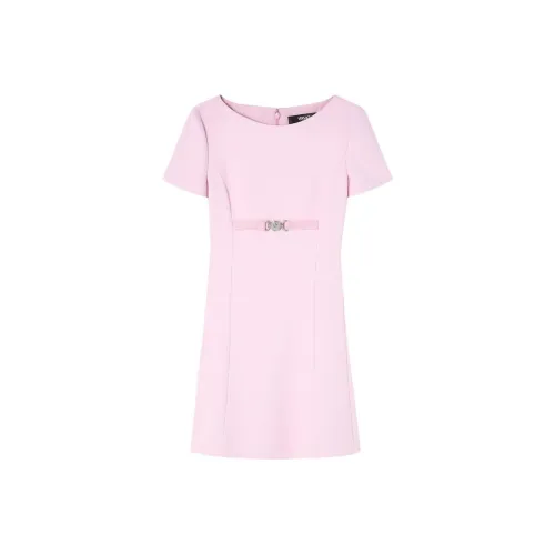 VERSACE SS24 Короткое платье с короткими рукавами женское розовое