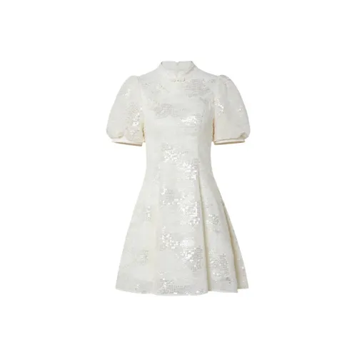 TAMMY TANGS Абрикос Женские Короткие Платья с Рукавами