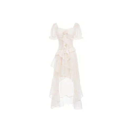 PLAY BUSH Короткий рукав Платье Женское Абрикосовое