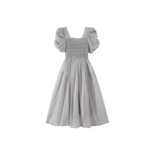 Lookinto Короткий рукав платье женское серое