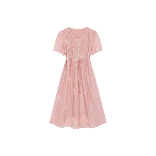 Mo Han Yi Mei Короткий рукав Платье Женское Розовое