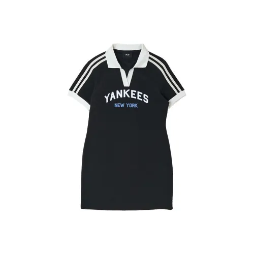 Mlb Base Logo New York Yankees Короткий рукав Платье Женское Черное