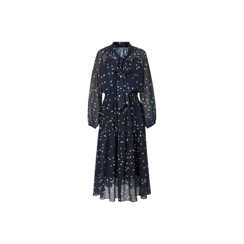 Hopeshow Длинное платье с длинными рукавами женское темно-синий