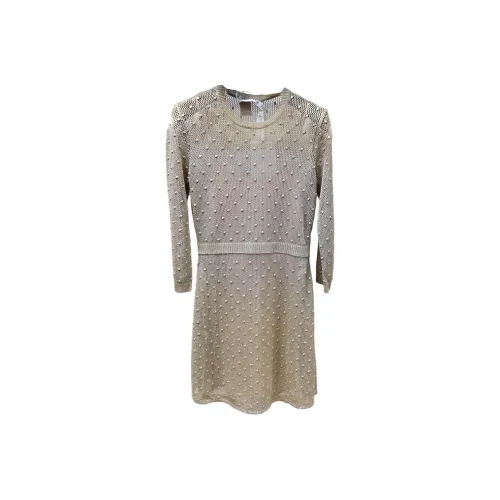 DIOR Длинное платье с длинными рукавами женское золотого цвета