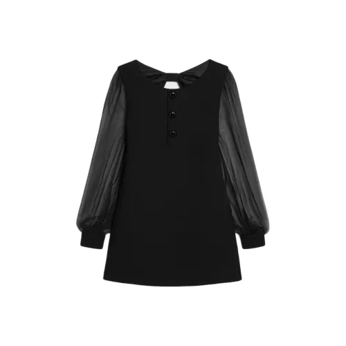 CELINE SS24 Длинное платье с длинными рукавами женское черное