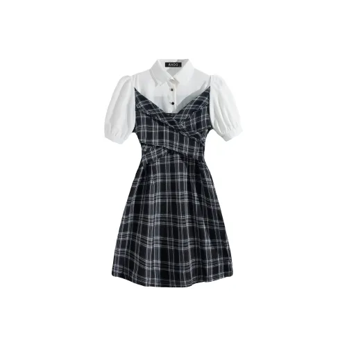 CANTALOVE Короткое платье с короткими рукавами женское черное