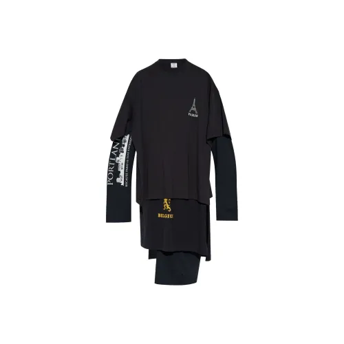 Vetements Черное Женское Длинное Платье с Рукавами
