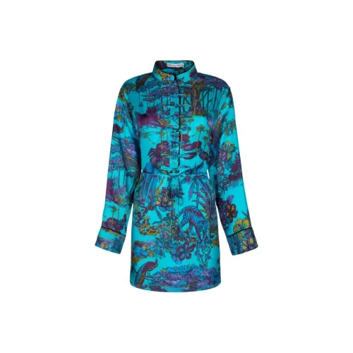 DIOR Длинное платье с длинными рукавами женское синее