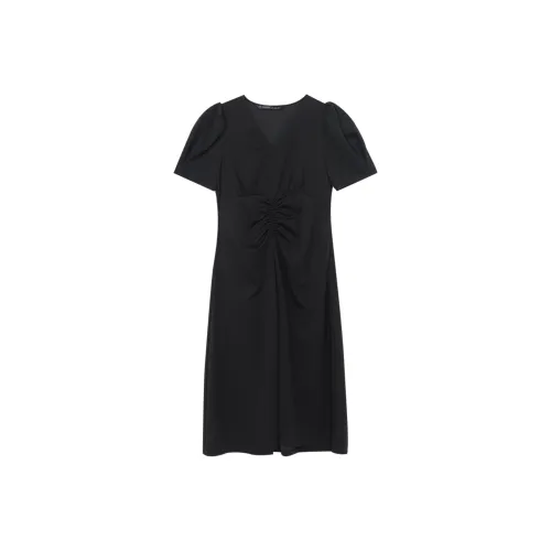 GOELIA 00B Black Женские Короткие Платья с Рукавами