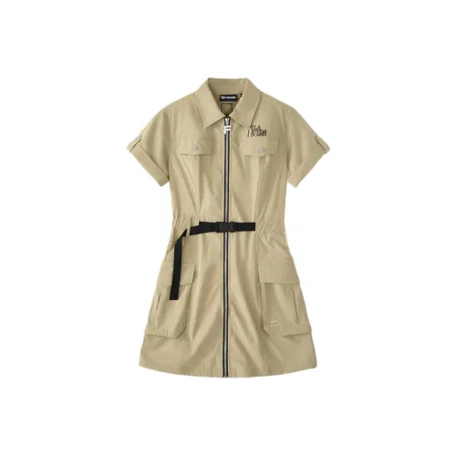 FILA FUSION Рабочий стиль Короткий рукав Платье Женское Попугай зеленый