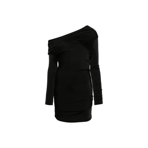 Alexander McQueen SS24 Длинное платье с длинными рукавами женское черное