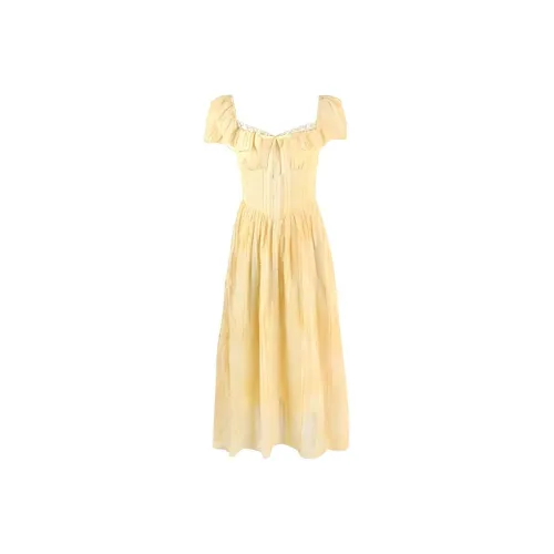 ZCDECO Короткий рукав Платье Женское Желтое