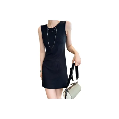 Lulupeach Без рукавов Платье Женское Черное