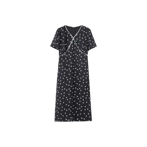 ZCDECO Короткий рукав Платье Женское Черное