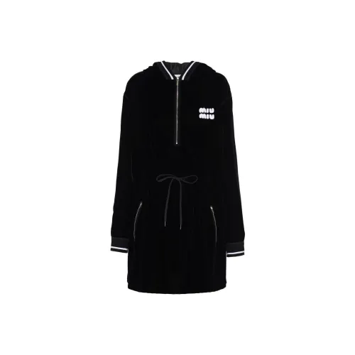 MIU MIU FW22 Длинное платье с длинным рукавом женское черное