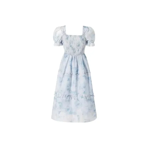 ABBY GODDESS Короткое платье с короткими рукавами женское небесно-голубой