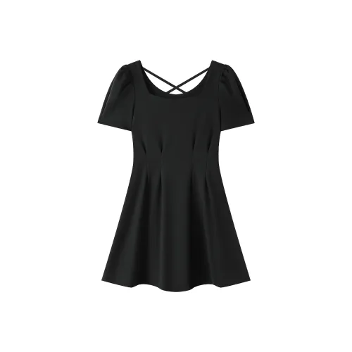Jonah Anda Короткий рукав Платье Женское Черное