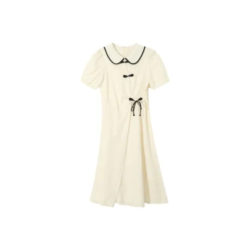 EIDOLON GRAIN Короткий рукав Платье Женское Абрикос