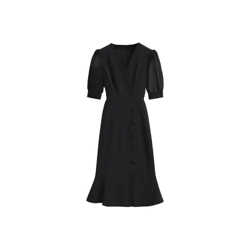 Silky Queen Короткий рукав Платье Женское Черное