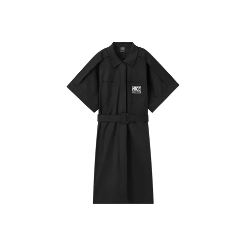 A21 Короткий рукав Платье Женское Черное