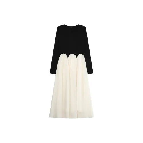 LOUISY AO Длинное платье с длинными рукавами женское черное и абрикосовое