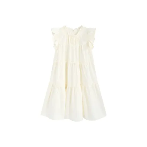 SNZX Короткий рукав Платье Женское Абрикосовое