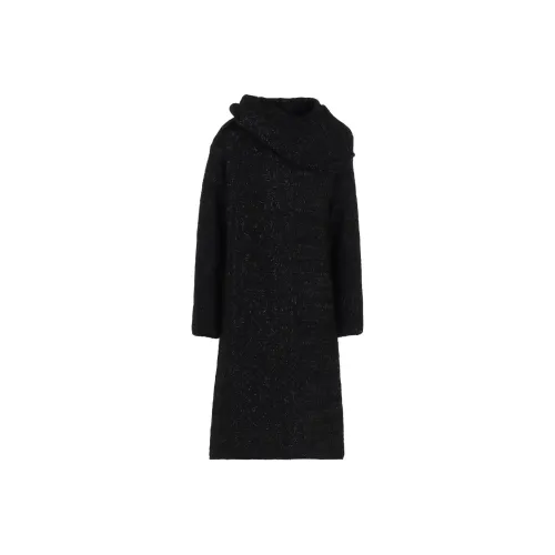 Yohji Yamamoto Черные Женские Длинные Платья с Длинными Рукавами
