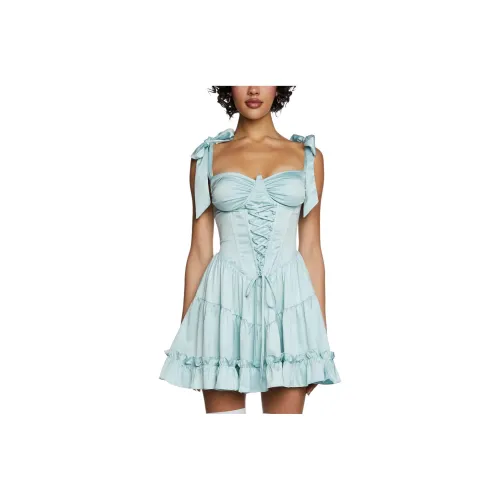 Dolls Kill Sugar Thrillz Heir Apparent Мини Платье Slip Платье Женское Светло-зеленый Светло-зеленый